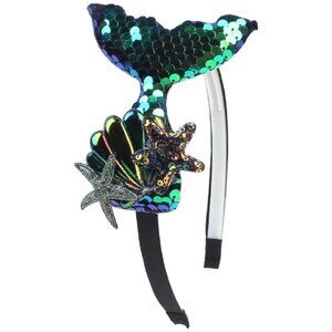 Mermaid Tail Sparkling Sequins Headband Black and Green for Girls